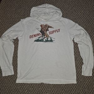 Denim & Supply Ralph Lauren White Graphic Hooded Long Sleeve Shirt